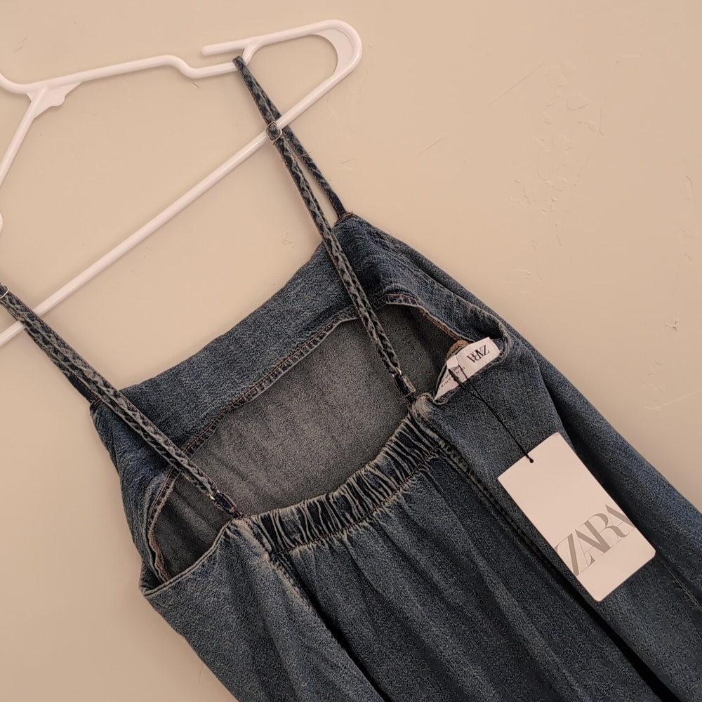Zara Women TRF DENIM Strappy MIDI MAXI DRESS - Blue M XL 8197/184 NWT - Picture 13 of 14